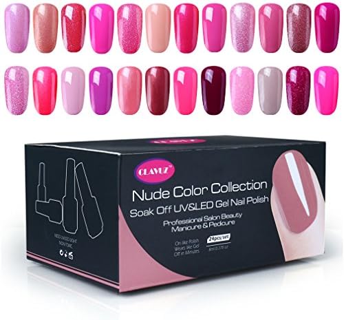 CLAVUZ 24PCS Soak Off Magenta Red Purple Gel Nail Polish UV LED Manicure Pedicure Salon Nail Colours Kit