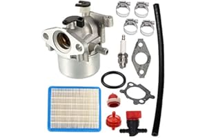 SOOGE 799866 Carburetor for Briggs Stratton 790845 799871 796707 794304 Toro Craftsman Lawn Mower Generator Quantum Engine Carb with 491588S Air Filter Spark Plug Primer Bulb fuel shut-off valve kit