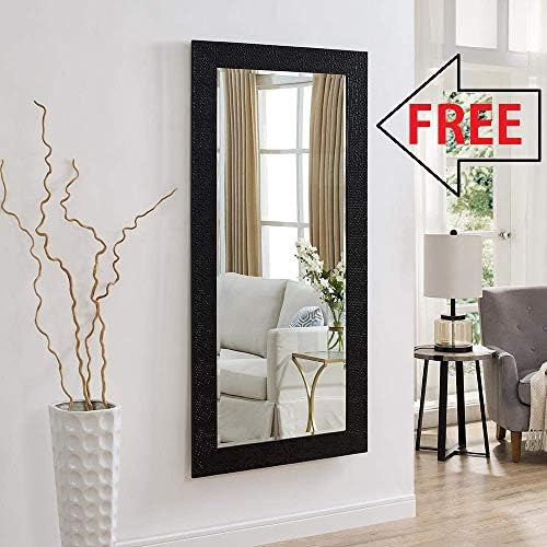 Creative Arts n Frames Fibre Wood Wall Mirror (Black_21 X 40 Inch)