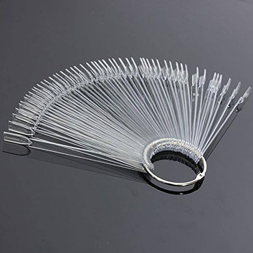 50Pcs Color Card False Nail Art Manicure Practice Display Fan Transparent