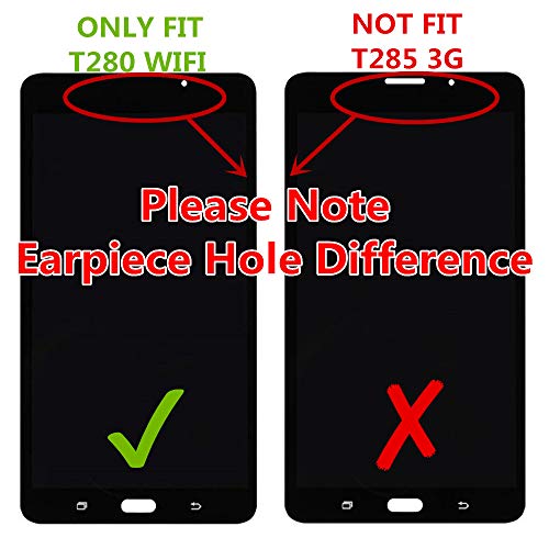 XR MARKET Compatible Samsung Galaxy SM-T280 Screen Replacement, LCD Display Touch Digitizer Assembly, for Tab A 7.0 Wifi Tablet (Not for 3G version & T285 & No Earpiece Hole) Black