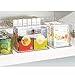 mDesign Plastic Deep Organizer Bin with Handles for Kitchen, Cabinet, Pantry Shelf, Refrigerator, Freezer - Storage Container Organizing Bins for Fruits and Vegetables, Ligne Collection, 4 Pack, Clear