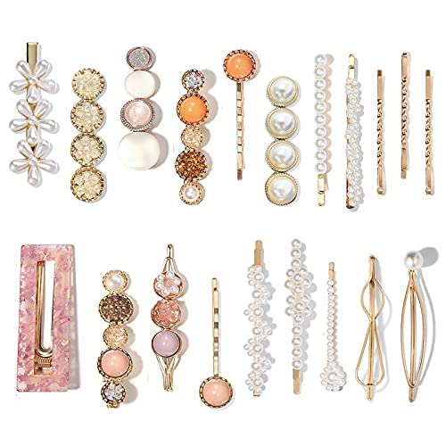 20 PCS Pearls Hair Clips Fashion Korean Style Acrylic Resin Hair Barrettes Hair Clip Hairpins for Women and Ladies Girls Headwear Styling Tools Hair Accessories