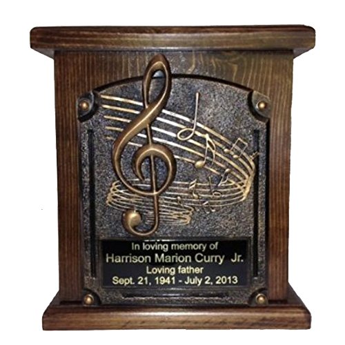 Music Lovers Cremation Urn, Wood Funeral Urns, with Engraving