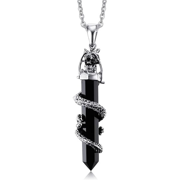 thumbnail image 2 of Gothic Sword Dragon Necklace For Men Women,Vintage Dragon Wrapped Sword Cross Pendant Necklace Punk Shiny Zircon Dragon Pendant Necklace Dark Gothic Jewelry 2 of 11