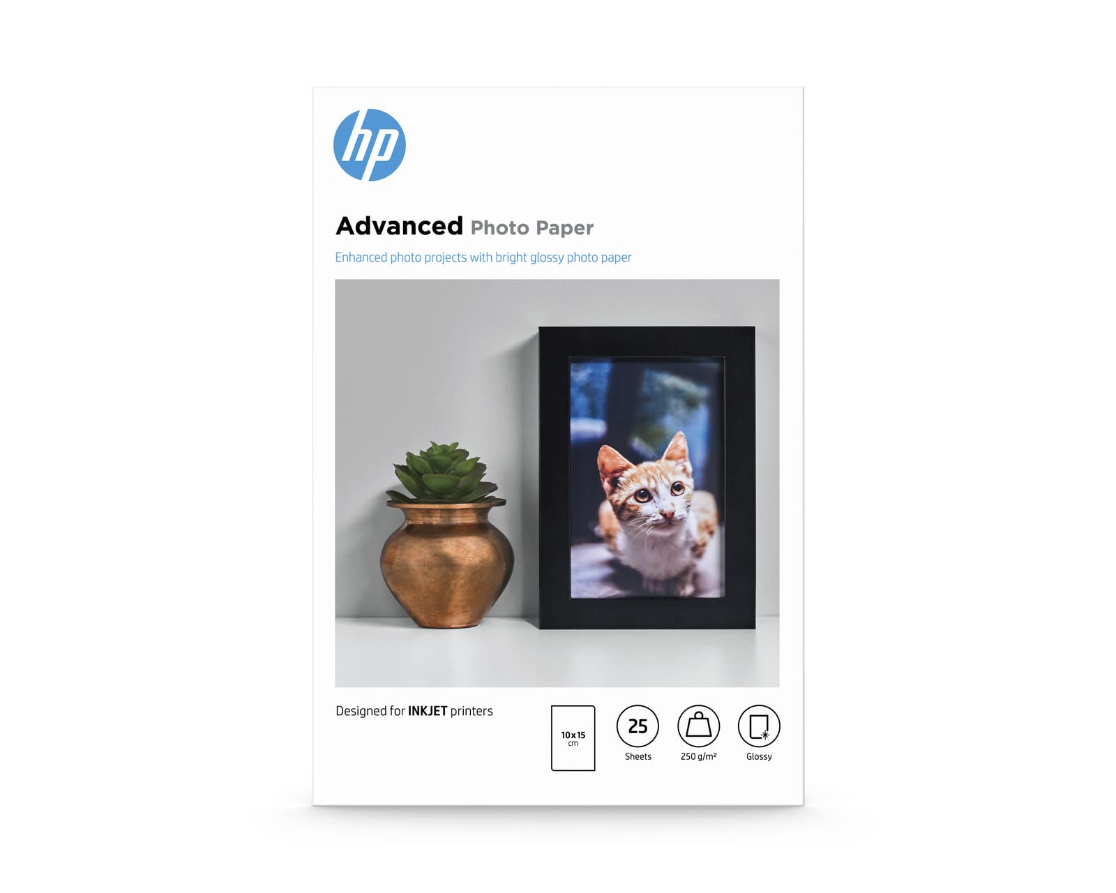 HP Q8691A, 10 x 15 cm Borderless, Advanced Glossy Photo Paper, 250 gsm, 25 Sheets