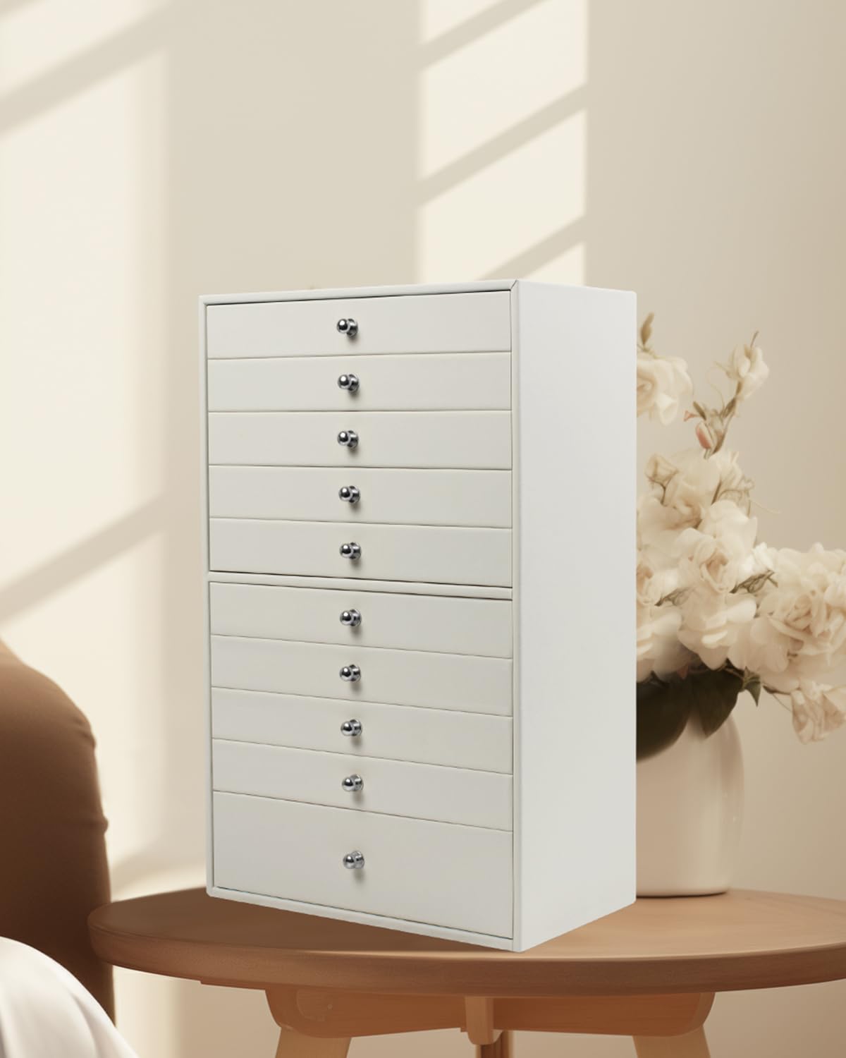 GUKA GUKA Large Jewelry Box, Jewelry Case with 10 Drawers for Big and Small Jewelry, Jewelry Storage Organizer for Watch Earrings Necklace Rings Bracelets, Birthday Wedding Gifts, White