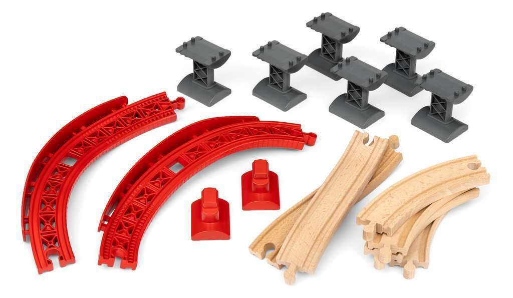 BRIO World Ascending Curves Wooden Railway Train Track Expansion Pack for Kids Age 3 Years Up - Add On Accessories