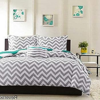 Soft Modern Reversible Aqua Teal Yellow Chevron Sport Stripe Blue Comforter Set Home Garden Comforters Bedding Sets Ayianapatriathlon Com