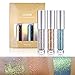 Glitter & Glow Liquid Eyeshadow Set 3D Shimmer Metaliic Waterproof Creamy Eye Gloss Makeup Kit (Set 1:02# 03# 06#)