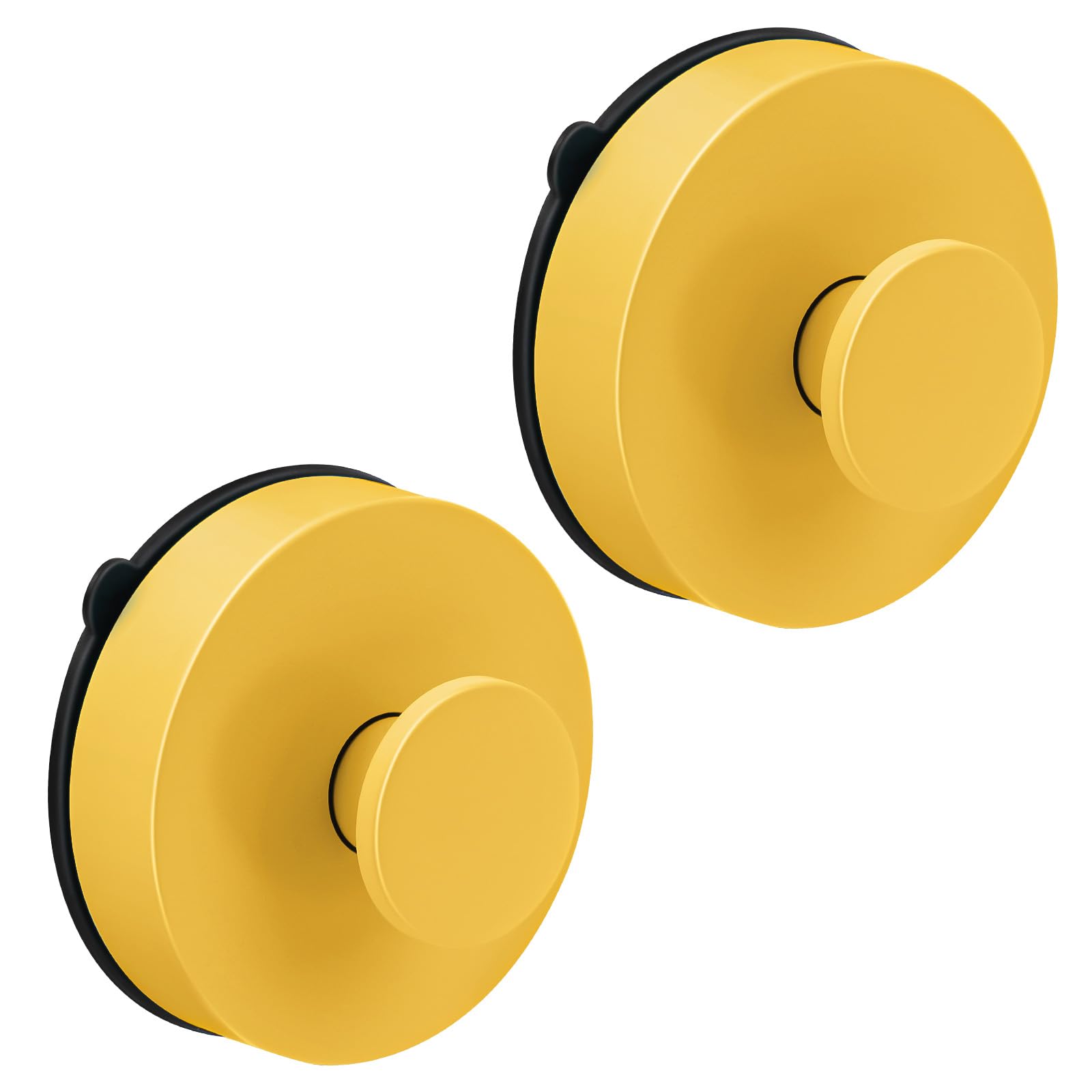 Flintronic 2 Pcs Vacuum Suction Cup Hooks - Waterproof Reusable Heavy Duty Towel Suction Cup, Removable ABS Hook for Bathroom, Kitchen, Bedroom - Yellow