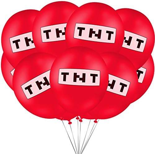 Pixelated Red TNT Balloons (30 Count Value Pack) Decorations and supplies for themed favors bags. Premium 12" size. Great for children's birthday parties, charity events or the school classroom.