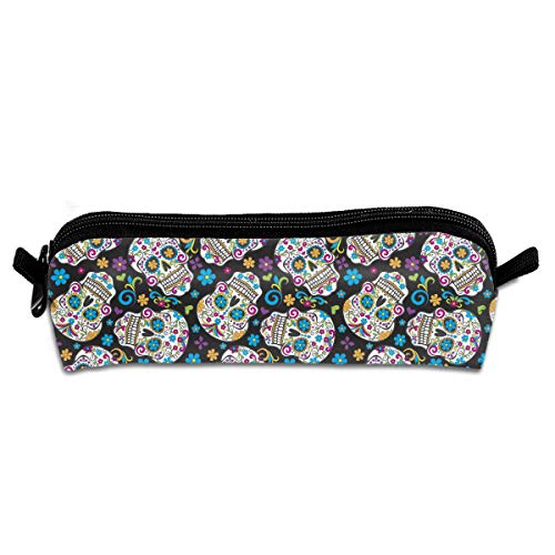 Sugar Skulls Pencil Bag Pen Case, Students Stationery Pouch Zipper Storage Pouch for Pens, Pencils Drawing Painting Children - High Capacity Makeup Bag