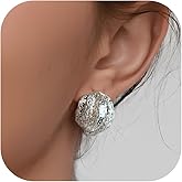 VOMIOK Gold Stud Earrings for Women, 18k Gold Plated Earring Statement, Trendy Double Wave Dangle Drop Chunky Gold Earrings, Fashion Chunky Earrings Jewelry Gifts for Womens