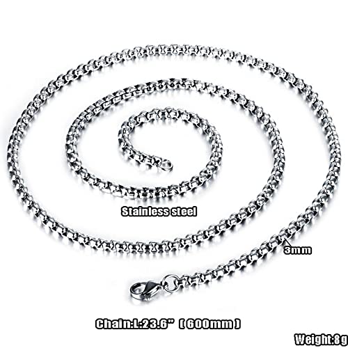 Zoesky Stainless Steel Vintage Convex King Lion Head Men Women Fashion Military Army Style Dog Tag Pendant Necklace, 24\'\' Stainless Steel Chain