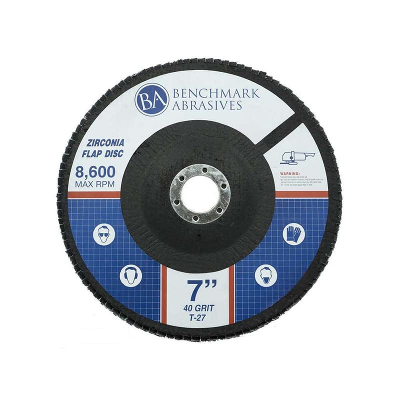 Benchmark Abrasives 7" x 7/8" Premium High Density Jumbo Zirconia Type 27 Flap Discs - 10 Pack (40 Grit)