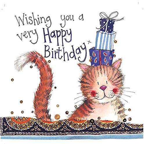 ALEX CLARK Happy Birthday Cat Presents Card