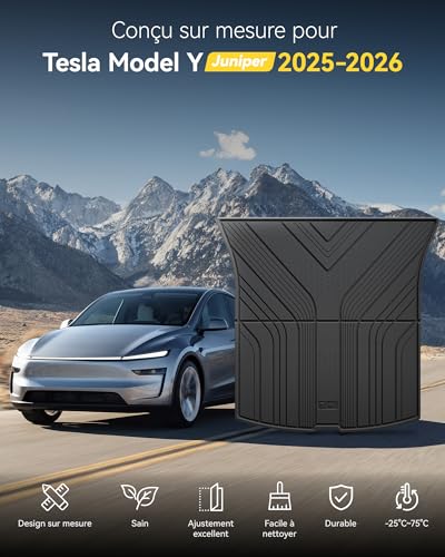 3W Kit of 4 Trunk Mats for Tesla Model Y Juniper 2025 2026 (Premium/Performance), Front Mats, All Seasons Premium Thorex Dog Boot Protector for Tesla, Not for New Standard 2026
