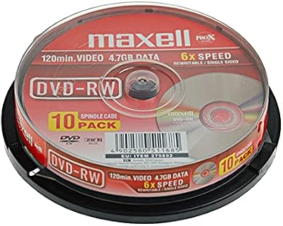 Maxell 275896 DVD-RW 4.7GB Media 10 Pack, 2X Speed