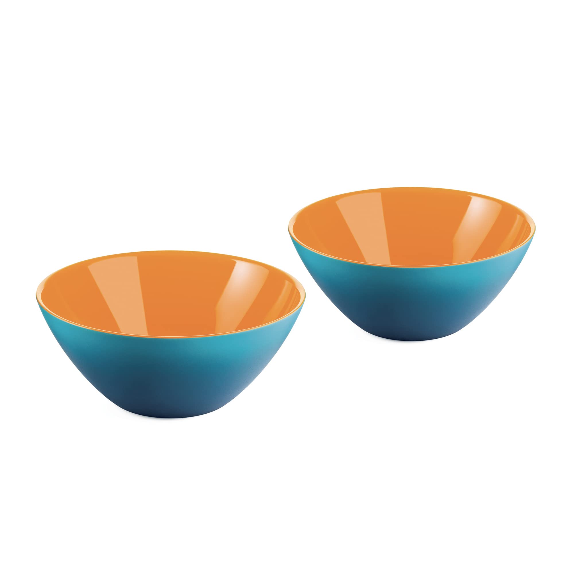 Guzzini My Fusion Small Bowls, Set of 2, BPA Shatter-Resistant Acrylic, 4-3/4 Inch Diameter, Ideal for Desserts, Soups and Sides, Blue, Orange