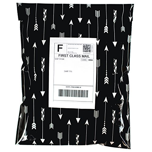 Poly Mailers Tribal Pattern Arrows Print - Choose from 6x9, 10x13 or 14.5x19 Sizes - Purple or Black - (Black, 14.5x19)