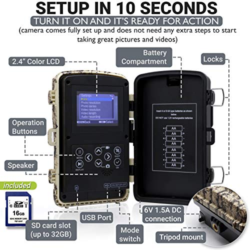 5 Foxelli+Trail+Camera+Activated+Waterproof