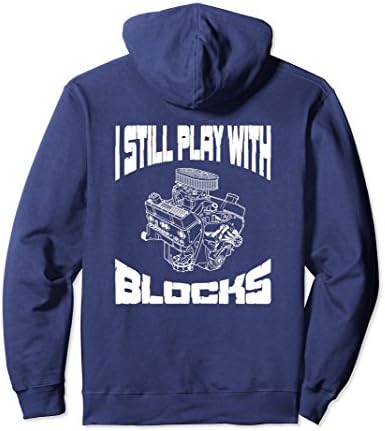 Unisex I still play with blocks Hoodie Mechanic Engine Motor 2XL Navy