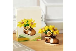 Micro Sunflower Set with Display Pot (Shoe Shape), Botanical Sculpture Collection, Adult Microblocks Construction Project for