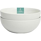 Gibson Home Great Essentials 2 Pack 100 OZ 10" Deep Salad Serving Bowl Set for Kitchen - Porcelain - Dishwasher and Microwave Safe