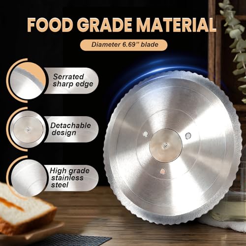 Brvclon Manual Bread Slicer Adjustable Thickness, Hand Crank Bread Slicer for Homemade Sourdough Bread with Scale Line & Suction Cup & Metal Guide,Quality Solid Wood Base & Gift-Level Packaging