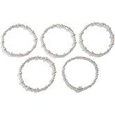 Yecomsy Gold Beaded Stretch Bracelets Gold Silver Plated Bead Ball Bracelet Elastic Stackable Bracelet Set Adjustable Bohemian Gold Jewelry for Women Girls