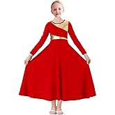 ORIDOOR Girls Praise Dance Dress Metallic Gold Liturgical Worship Church Robe Full Length Swing Lyrical Costume