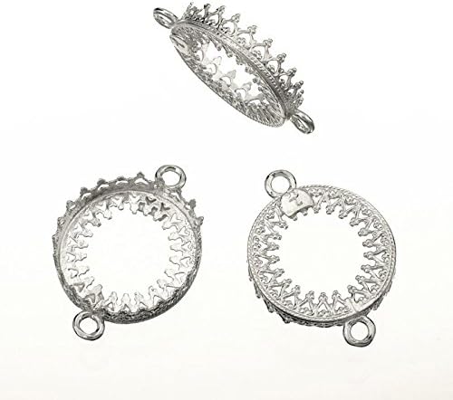 5 Pack - Round Bezel Cup 16 Mm +2 Ring Sterling Silver 925 Pendant Earring Charm 284