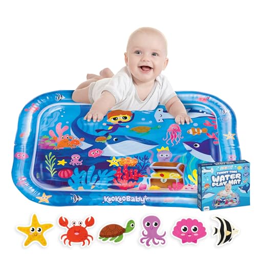 KooKooBaby Water Tummy Time Mat - Large Sensory Baby Water Mat for Tummy Time & Motor Development - Leak-Proof, Durable Play Mat for Babies 3 Months+ - Infant Water Play Mat for Baby Boys & Girls