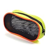 Case Star ® Small Size Flourcent Yellow Color Quality Nylon Slim Travel Organizer Carrying Zipper Mesh Bag Case for Macbook Chromebook Belkin Hands-Free Bluetooth Car Kit Transmitter Adaptor USB Charging HDMI VGA Line In/Out Cable OTG Cord