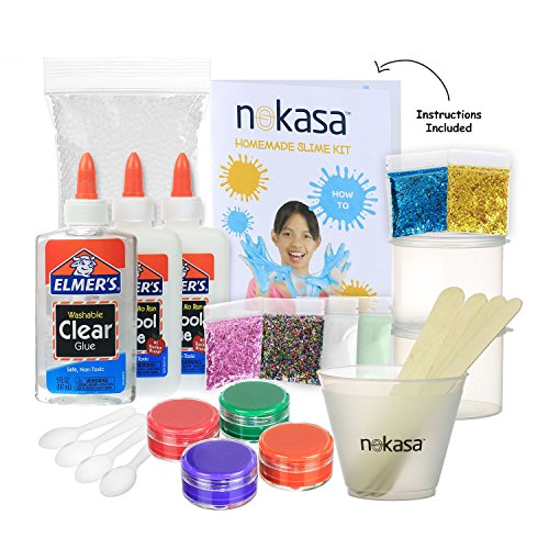 Kids DIY Slime Making Kit - Slime Supplies Set for 5 Slime Types: Glow in the Dark, Glitter, Foam Ball, Colored, Clear, and Regular Slime - With Instructions, Mixing Bowl and Storage Containers Kids DIY Slime Making Kit - Slime Supplies Set for 5 Slime Types: Glow in the Dark, Glitter, Foam Ball, Colored, Clear, and Regular Slime - With Instructions, Mixing Bowl and Storage Containers
