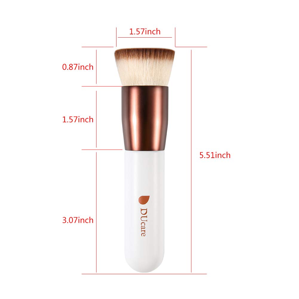 DUcare Flat Top Kabuki Foundation Brush, Synthetic Professional Liquid Blending Mineral Powder Makeup Tools, Rose Golden/White: Beauty