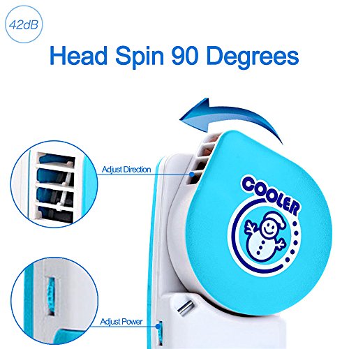 LUCKSTAR Handheld Cooler Fan - Small Fan Mini-Air Conditioner Speed Adjustable Summer Cooler Fan With Water Bottle Powered by Batteries or USB Cable for Home / Office / Travel / Outdoor (Blue) - Thumbnail 2