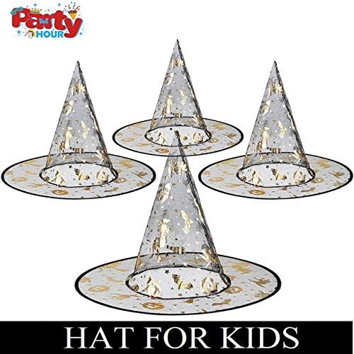 Party Hour Halloween Fancy Dress Witch Hat Cosplay Costume for Adult, Girl and Kids, Age 3 to 12 Years - Set of 4 - Assorted