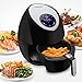 NutriChef Electric Hot Air Fryer Oven w/ Digital Display - Big 3.4 Qt Capacity Stainless Steel Kitchen Oilless Convection Power Multi Cooker w/ Basket, Pan - Use for Baking, Grill - PKAIRFR42 (Black)