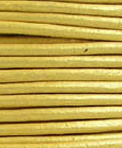Round Leather Cord, 5 Yards Length, 2.0 mm Gold (#42)