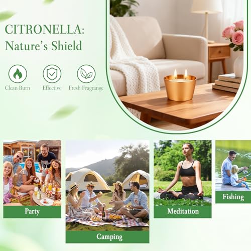 Citronella Candles Outdoor, 4 Pack Soy Wax Lemongrass Outdoor Candles, 240 Hours Burning Decorative Jar Scented Candle for Patio Garden Backyard Camping Summer,Emergency & Survival