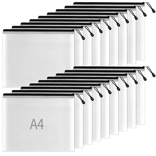 Photo 1 of SUNEE Plastic Mesh Zipper Pouch 9x13 in (Black, 18 Packs),Extra Large Water-Resistant Zip Bag for School Office Supplies, Puzzles & Games Organizing Storage