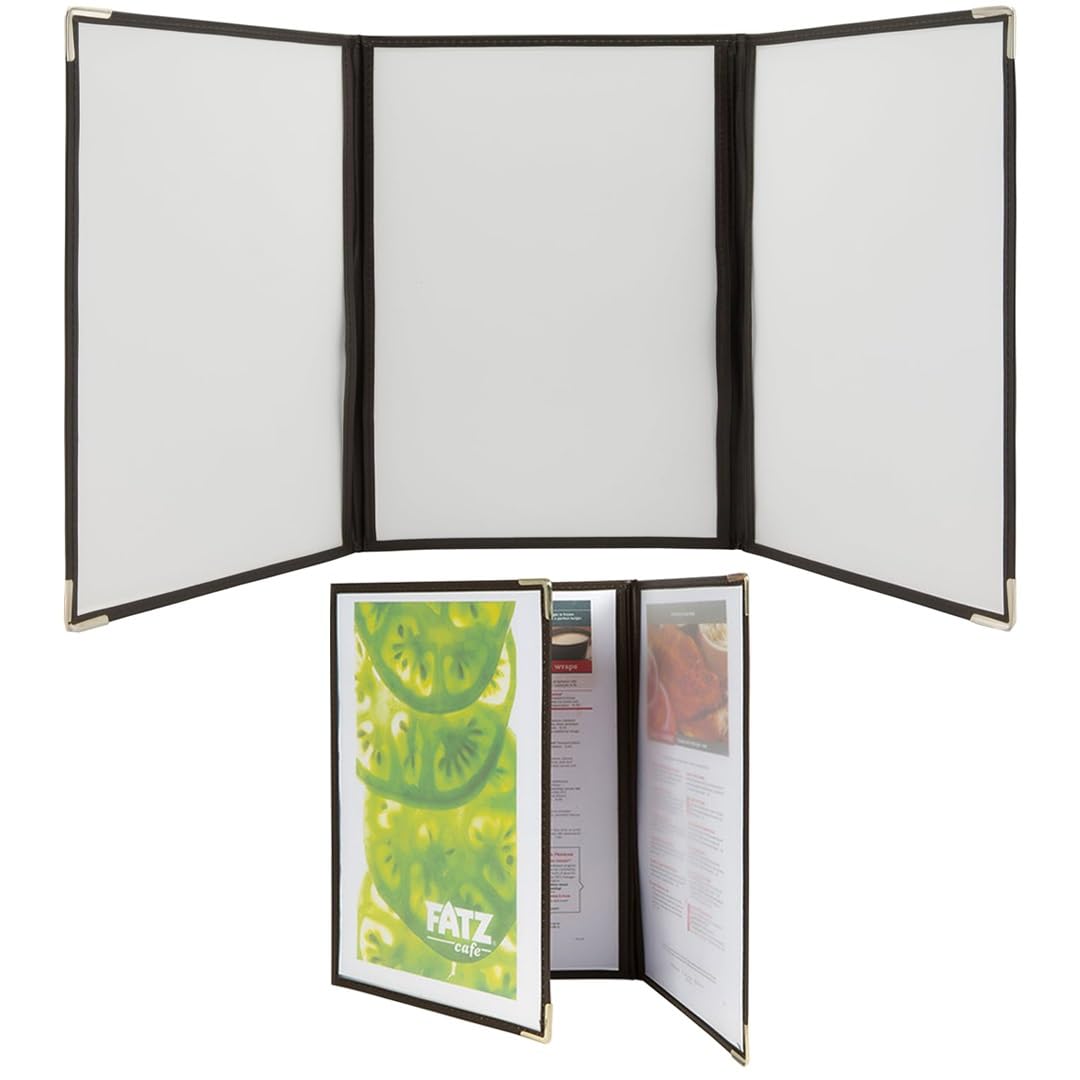 Securit® Crystal Transparent Menu Holder - Triple A4 (displays 6xA4) - Set of 3