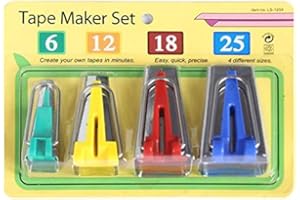 Pack of 4Pcs Fabric Bias Tape Maker Binding Tool Set Machine Sewing Quilting Hemming Tools 6mm/12mm/18mm/25mm