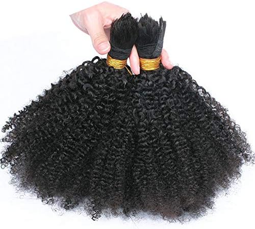 RJ Hair Human Braiding Hair Bulk No Weft 4B 4C Afro Kinky Curly Bulk Hair For Braiding 1Pcs/Lot Brazilian Remy Hair Crochet Braids (16inch)