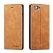 QLTYPRI for iPhone 7 Plus 8 Plus Case, Premium PU Leather Cover TPU Bumper with Card Holder Kickstand Hidden Magnetic Adsorption Shockproof Flip Wallet Case - Brown