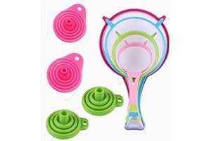Wujzkisster 4 Pcs Fine mesh Filters and Silicone Foldable funnels, Soy Milk Flour sieves, Long-Handled Sugar Powder Suitable 