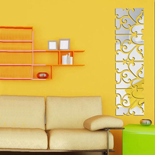 Towallmark 32pcs DIY 3D Removable Acrylic Mirror Decal Mural Wall Sticker