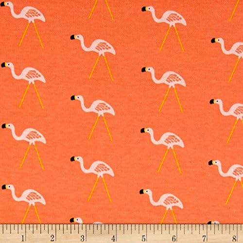 Cloud 9 Organics Sidewalk Interlock Knit Lawn Ornament Flamingo Coral Fabric By The Yard